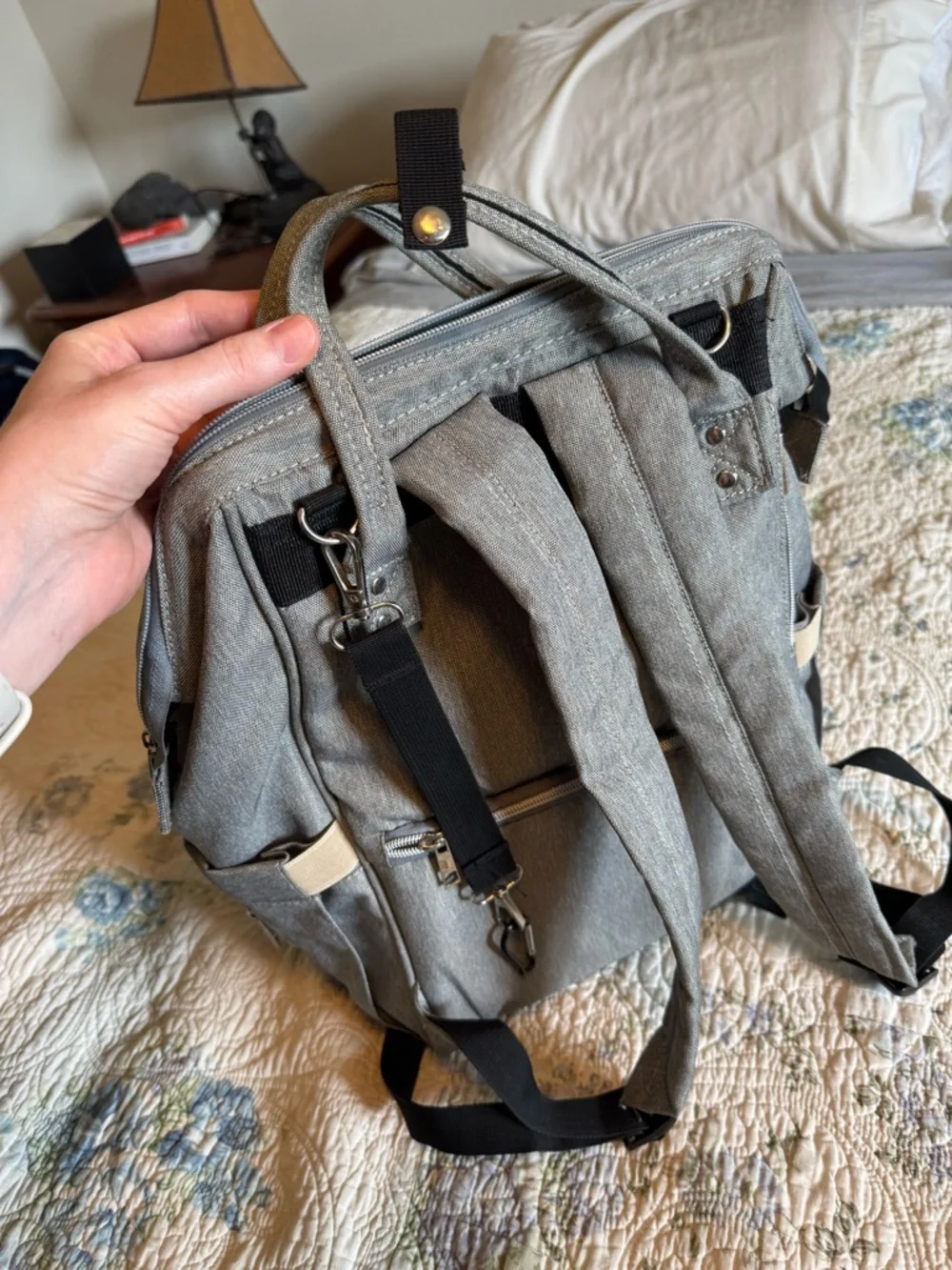 Gray Canvas Diaper Bag